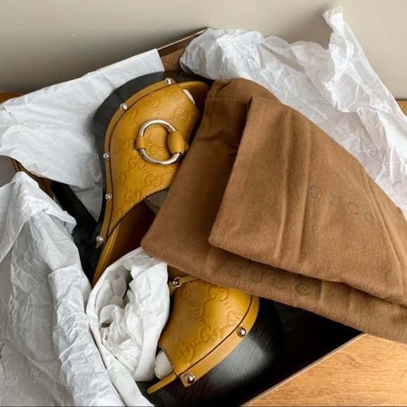 Gucci | Leather Platform Wooden GG Horsebit Mules - Picture 16 of 16